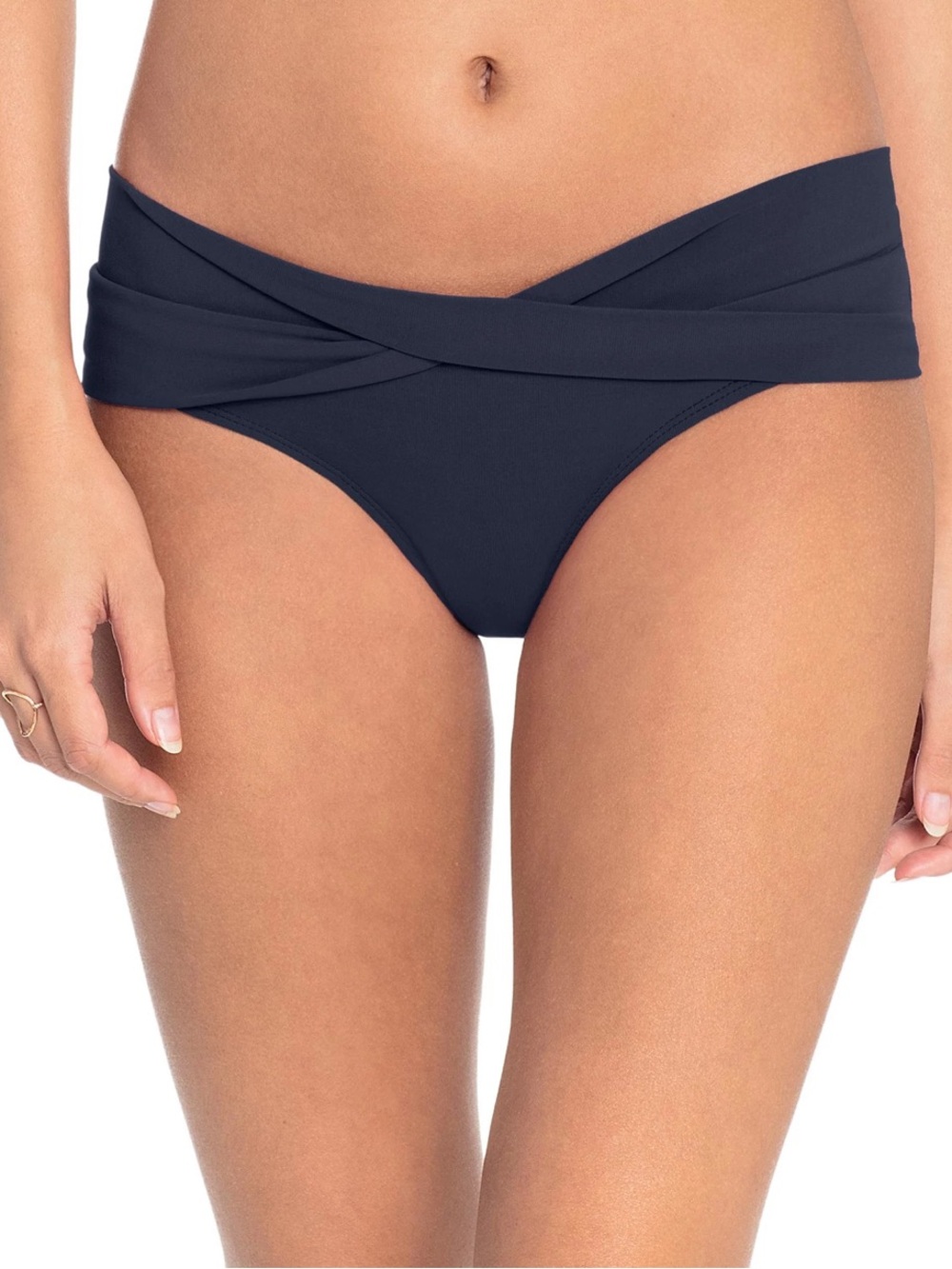 Robin Piccone Navy Banded Hipster Bikini Bottom NWT M